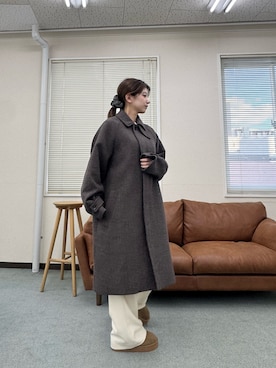 「アイテム（ステンカラーコート）」を使った、mikuさん（レディース・153cm）の冬コーディネート