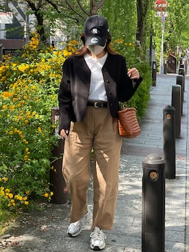 「REALCOCOのアイテム（テーラードジャケット）」を使った、moeさん（レディース・160cm）の春コーディネート