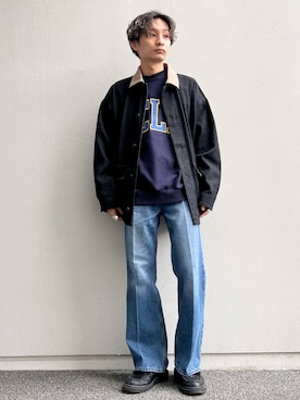 「アイテム（スウェット、ブルー系）」を使った、なかやんさん（メンズ・166cm）の冬コーディネート