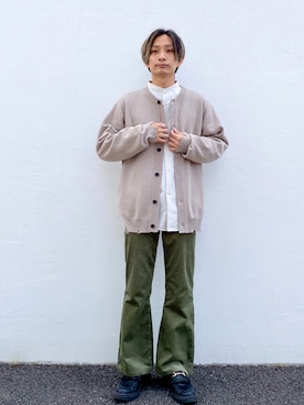 「ダメージカーディガン」｜なかやんさん（メンズ・166cm）の秋コーディネート