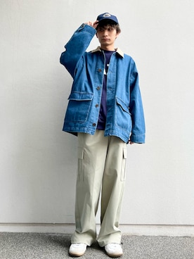 「アイテム（スウェット、ブルー系）」を使った、なかやんさん（メンズ・166cm）の冬コーディネート