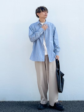 「SENSE OF PLACE by URBAN RESEARCH（センスオブプレイスバイアーバンリサーチ）のフェイクレザーマルシェバッグ（トートバッグ）」を使った、なかやんさん（メンズ・166cm）の秋コーディネート