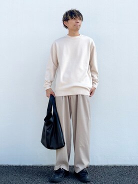 「SENSE OF PLACE by URBAN RESEARCH（センスオブプレイスバイアーバンリサーチ）のフェイクレザーマルシェバッグ（トートバッグ）」を使った、なかやんさん（メンズ・166cm）の秋コーディネート