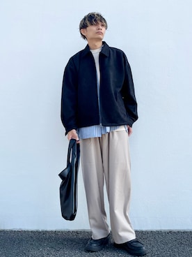 「ジップブルゾン」｜「アイテム（ブルゾン）」を使った、なかやんさん（メンズ・166cm）の秋コーディネート
