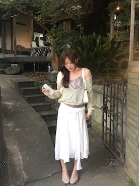 「ILLIGO（イリゴ）のアイテム（スカート、ホワイト系）」を使った、リノさん（レディース・158cm）の夏コーディネート