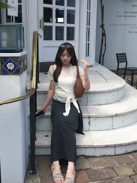 「GENERAL IDEA（ジェネラルアイデア）のアイテム」を使った、リノさん（レディース・158cm）の夏コーディネート