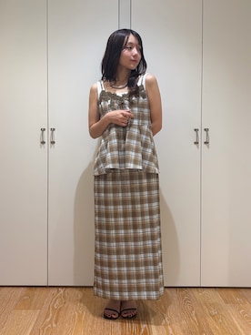 「アイテム（セットアップ、ベージュ系）」を使った、rinaさん（レディース・155cm）の夏コーディネート