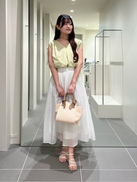 「NATURAL BEAUTY BASIC（ナチュラルビューティーベーシック）のサマーフレアスカート（スカート、ホワイト系）」を使った、maruさん（レディース・158cm）の夏コーディネート