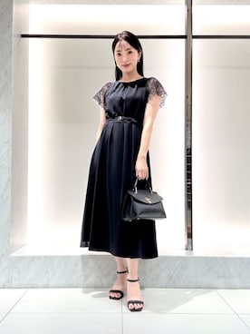 「ANAYI（アナイ）のパールビジューサークルイヤリング（イヤリング、ホワイト系）」を使った、 ANAYI　ショップスタッフさん（レディース・158cm）の夏コーディネート