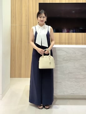 「ANAYI（アナイ）のコットンツイルパールタイシャツ ブラウス（シャツ/ブラウス、ホワイト系）」を使った、 ANAYI　ショップスタッフさん（レディース・158cm）の夏コーディネート