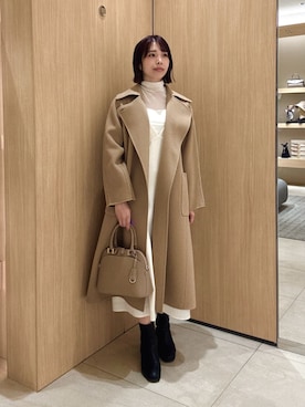 「ANAYI（アナイ）の◇ラウンドミニハンドバッグ（ハンドバッグ、ブラウン系）」を使った、 ANAYI　ショップスタッフさん（レディース・162cm）の秋コーディネート
