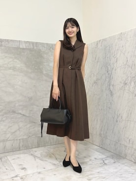 「ANAYI（アナイ）の◇スクエアボストンハンドバッグ（ハンドバッグ、ブラック系）」を使った、 ANAYI　ショップスタッフさん（レディース・158cm）の夏コーディネート