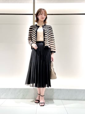 「ANAYI（アナイ）の淡水バロックパールラリエットネックレス（ネックレス、ホワイト系）」を使った、 ANAYI　ショップスタッフさん（レディース・158cm）の夏コーディネート