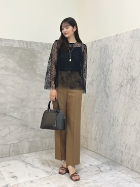 「ANAYI（アナイ）の淡水バロックパールラリエットネックレス（ネックレス、ホワイト系）」を使った、 ANAYI　ショップスタッフさん（レディース・158cm）の夏コーディネート