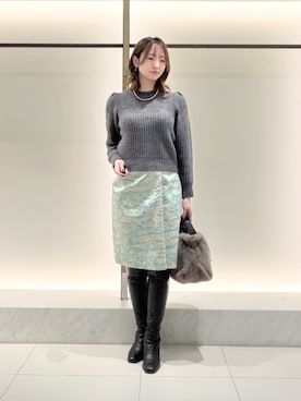 「ANAYI（アナイ）のメタルボール1連ネックレス（ネックレス、ゴールド系）」を使った、 ANAYI　ショップスタッフさん（レディース・162cm）の秋コーディネート