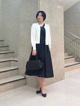 「ANAYI（アナイ）の◇スクエアボストンハンドバッグ（ハンドバッグ、ブラック系）」を使った、 ANAYI　ショップスタッフさん（レディース・158cm）の夏コーディネート