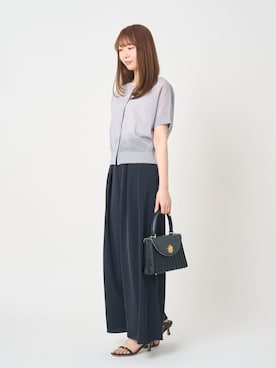 「ANAYI（アナイ）のトリアセツイルタックイージーパンツ〈セットアップ対応商品〉（その他パンツ、ブルー系）」を使った、 ANAYI　ショップスタッフさん（レディース・163cm）の夏コーディネート