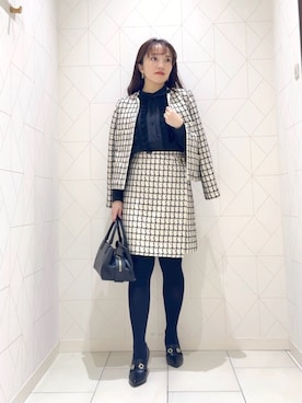 「ANAYI（アナイ）の◇スクエアボストンハンドバッグ（ハンドバッグ、ブラック系）」を使った、 ANAYI　ショップスタッフさん（レディース・162cm）の秋コーディネート