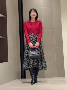 「ANAYI（アナイ）の◇シュリンク革トップハンドルハンドバッグ（ハンドバッグ、ブラック系）」を使った、 ANAYI　ショップスタッフさん（レディース・162cm）の秋コーディネート