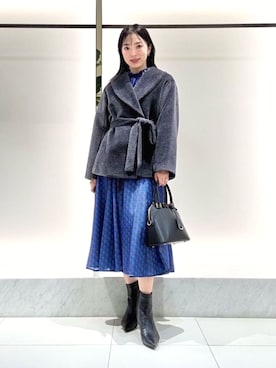 「ANAYI（アナイ）の◇ラウンドミニハンドバッグ（ハンドバッグ、グレー系）」を使った、 ANAYI　ショップスタッフさん（レディース・162cm）の秋コーディネート