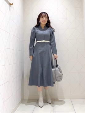 「ANAYI（アナイ）のトライアングルバックルベルト（ベルト、ホワイト系）」を使った、 ANAYI　ショップスタッフさん（レディース・162cm）の秋コーディネート