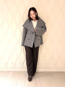 「ANAYI（アナイ）の杢ツイルタックワイドパンツ（その他パンツ、ブラウン系）」を使った、 ANAYI　ショップスタッフさん（レディース・162cm）の秋コーディネート
