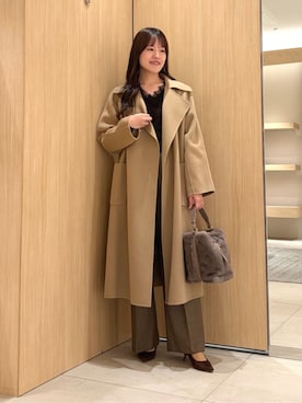「ANAYI（アナイ）のガンクラブチェックタックパンツ〈セットアップ対応商品〉（その他パンツ、ブラウン系）」を使った、 ANAYI　ショップスタッフさん（レディース・162cm）の秋コーディネート