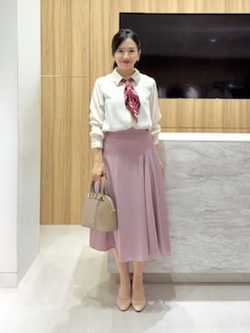 「ANAYI（アナイ）の◇ラウンドミニハンドバッグ（ハンドバッグ、ブラウン系）」を使った、 ANAYI　ショップスタッフさん（レディース・162cm）の秋コーディネート