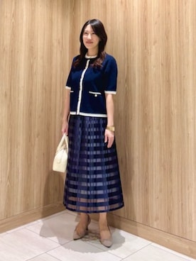 「ANAYI（アナイ）の◇ワイドミニハンドバッグ（ハンドバッグ、ホワイト系）」を使った、 ANAYI　ショップスタッフさん（レディース・163cm）の夏コーディネート