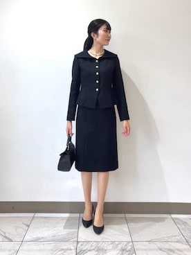 「ANAYI（アナイ）のパール1連ネックレス（ネックレス、ホワイト系）」を使った、 ANAYI　ショップスタッフさん（レディース・162cm）の秋コーディネート
