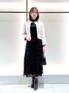 「ANAYI（アナイ）のパール2連ネックレス（ネックレス、ホワイト系）」を使った、 ANAYI　ショップスタッフさん（レディース・162cm）の秋コーディネート