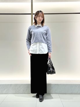 「ANAYI（アナイ）の◇スクエアボストンハンドバッグ（ハンドバッグ、ブラック系）」を使った、 ANAYI　ショップスタッフさん（レディース・162cm）の秋コーディネート