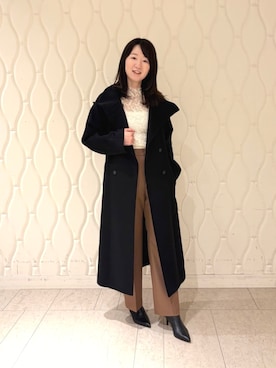 「ANAYI（アナイ）のエコポリツイルストレートパンツ（その他パンツ、イエロー系）」を使った、 ANAYI　ショップスタッフさん（レディース・162cm）の秋コーディネート