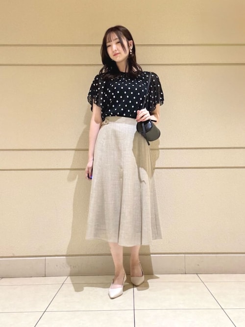 ANAYI（アナイ） ブラウス シャツ 半袖 フラワー刺繍ドットスリット