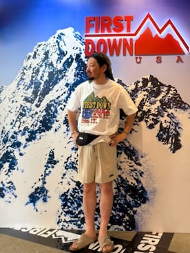 「FIRST DOWN（ファーストダウン）のアイテム（トップス）」を使った、ファーストダウン＠オオノさん（メンズ・173cm）の夏コーディネート