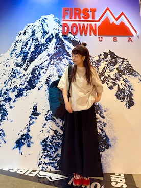 「FIRST DOWN（ファーストダウン）のアイテム（トップス）」を使った、ファーストダウン＠オオノさん（レディース・152cm）の夏コーディネート