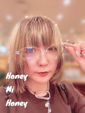 「HONEY MI HONEY（ハニーミーハニー）のアイテム（メガネ、その他）」を使った、Nicoさん（レディース・166cm）の夏コーディネート