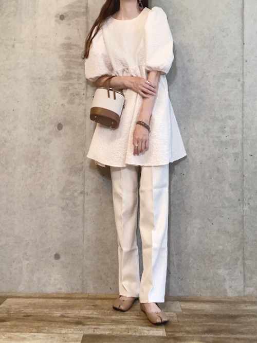 セール】エンボス後ろリボンチュニックブラウス（シャツ/ブラウス