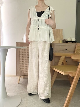 「アイテム（バレエシューズ）」を使った、エリーさん（レディース・163cm）の夏コーディネート