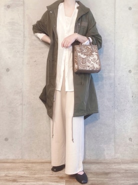 「秋先取りコーデ」｜「アイテム（モッズコート）」を使った、エリーさん（レディース・163cm）の秋コーディネート
