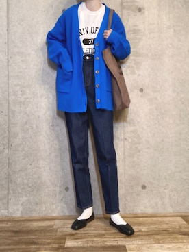 「Chaco closet（チャコ クローゼット）のアイテム（デニムパンツ）」を使った、エリーさん（レディース・163cm）の冬コーディネート