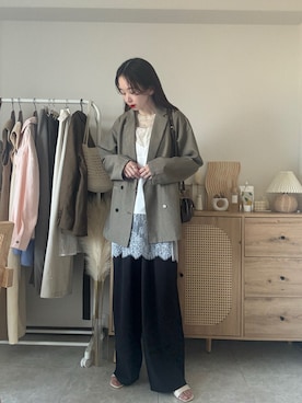 「アイテム（財布）」を使った、エリーさん（レディース・163cm）の夏コーディネート