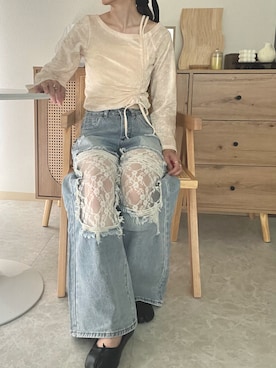 「アイテム（バレエシューズ）」を使った、エリーさん（レディース・163cm）の秋コーディネート