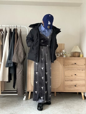 「FIRST DOWN（ファーストダウン）のアイテム（ダウンジャケット/コート）」を使った、エリーさん（レディース・163cm）の冬コーディネート