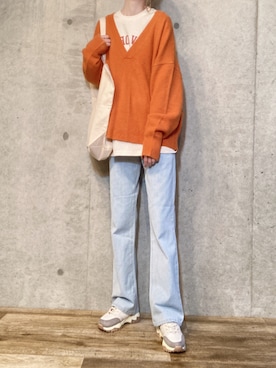 「NYLAUS（ナイラス）のアイテム（パンツ）」を使った、エリーさん（レディース・163cm）の冬コーディネート