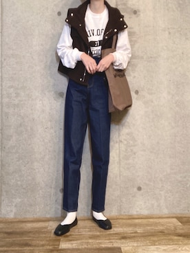 「Chaco closet（チャコ クローゼット）のアイテム（デニムパンツ）」を使った、エリーさん（レディース・163cm）の春コーディネート