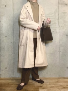 「ECRIRE（エクリール）のアイテム（チェスターコート）」を使った、エリーさん（レディース・163cm）の秋コーディネート