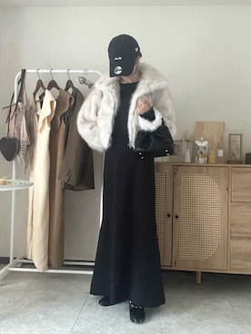 「アイテム（帽子）」を使った、エリーさん（レディース・163cm）の秋コーディネート