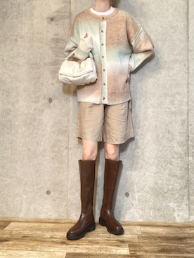 「tiptop（ティップトップ）の前後2wayニットカーディガン（カーディガン/ボレロ）」を使った、エリーさん（レディース・163cm）の秋コーディネート