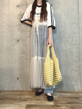 「AS KNOW AS plus（アズノゥアズプラス）のアイテム（ワンピース）」を使った、エリーさん（レディース・163cm）の春コーディネート